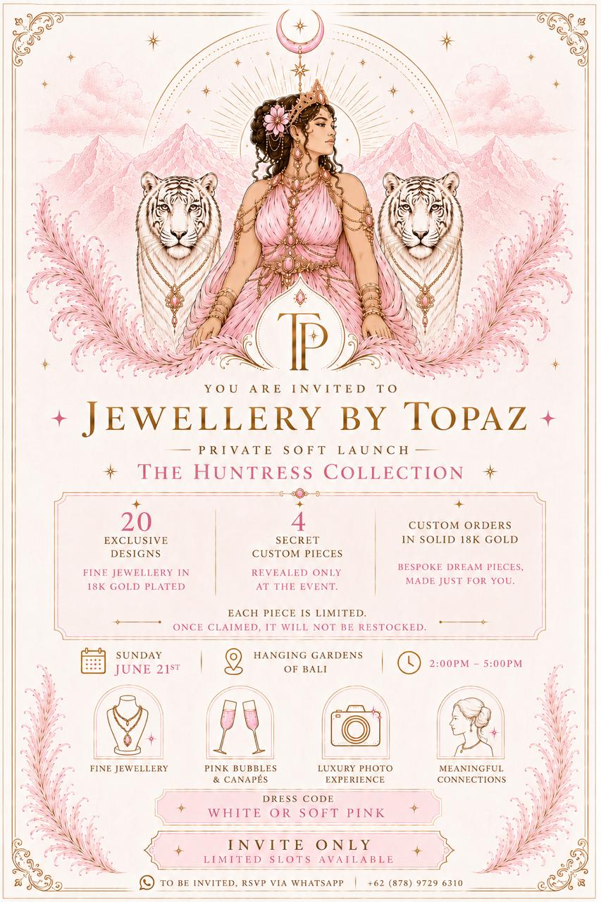 Jewellery by Topaz Huntress Collection invitation artwork